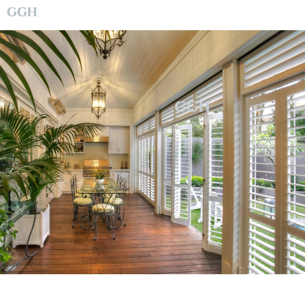 Modern Aluminum Alloy Horizontal Outdoor Plantation Shutters with 5 Year Warranty