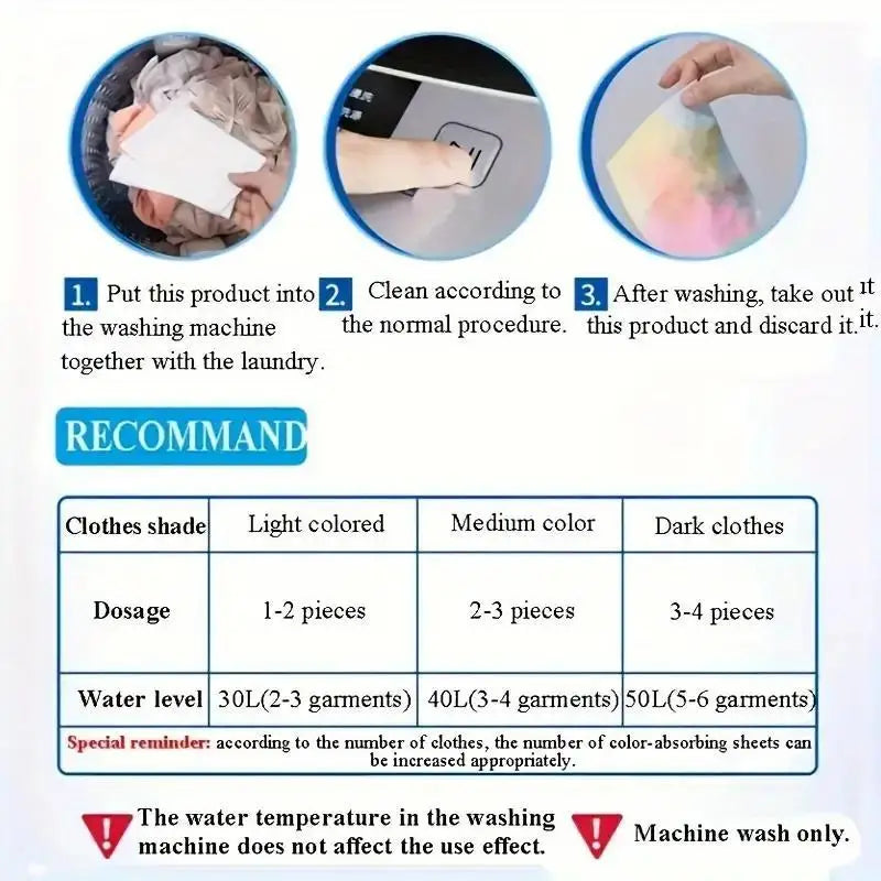 50Color Dye-Resistant Cloth for Laundry,No Chemical Composition,Mixed Laundry Anti-Penetration and Fade Protection,Universal Was
