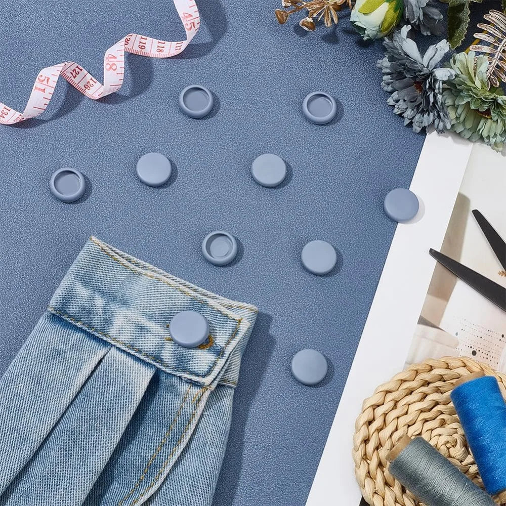 10Pcs Gray Button Covers for Jeans Suitable for 15mm Button TPU Cover Shirt Buttons Cover Aviod Shirt Holes for Jeans Buttons
