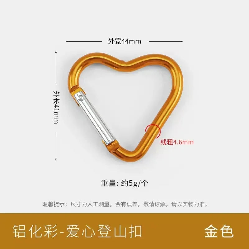 5pcs Aluminum Alloy Colorful Heart Spring Clasps Carabiner Keychain Clips Hook Dog Chain Diy Jewelry Buckle Connector Supplies
