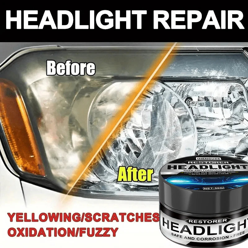 Car Headlight Restoration Polishing Kit - Scratch Remover and Oxidation Cleaning Repair Paste, Used for Polishing Car Headlights, Restoring Bright Shine