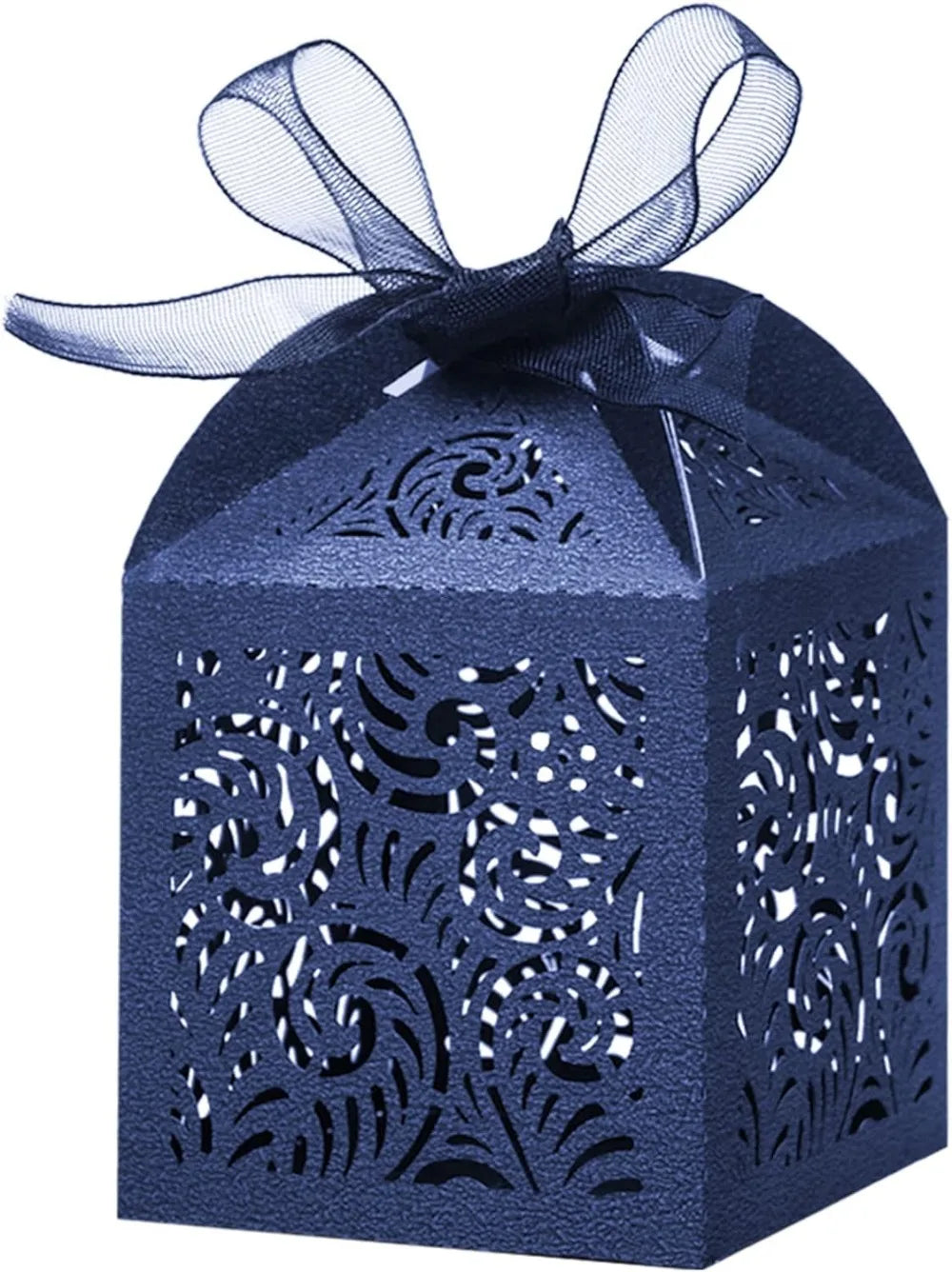 100Pcs 2x2x2.75in Navy Gift Boxes with Ribbons for Wedding Party Favors Candy Treats
