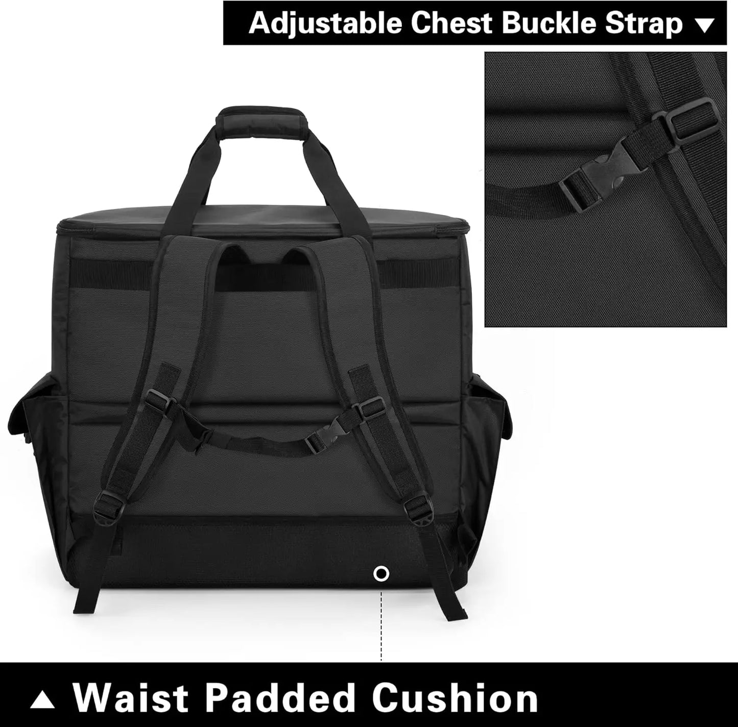 ATX/M-ATX PC Tower Carrying Case Backpack for Computer, Keyboard, Cables, Mouse, Black