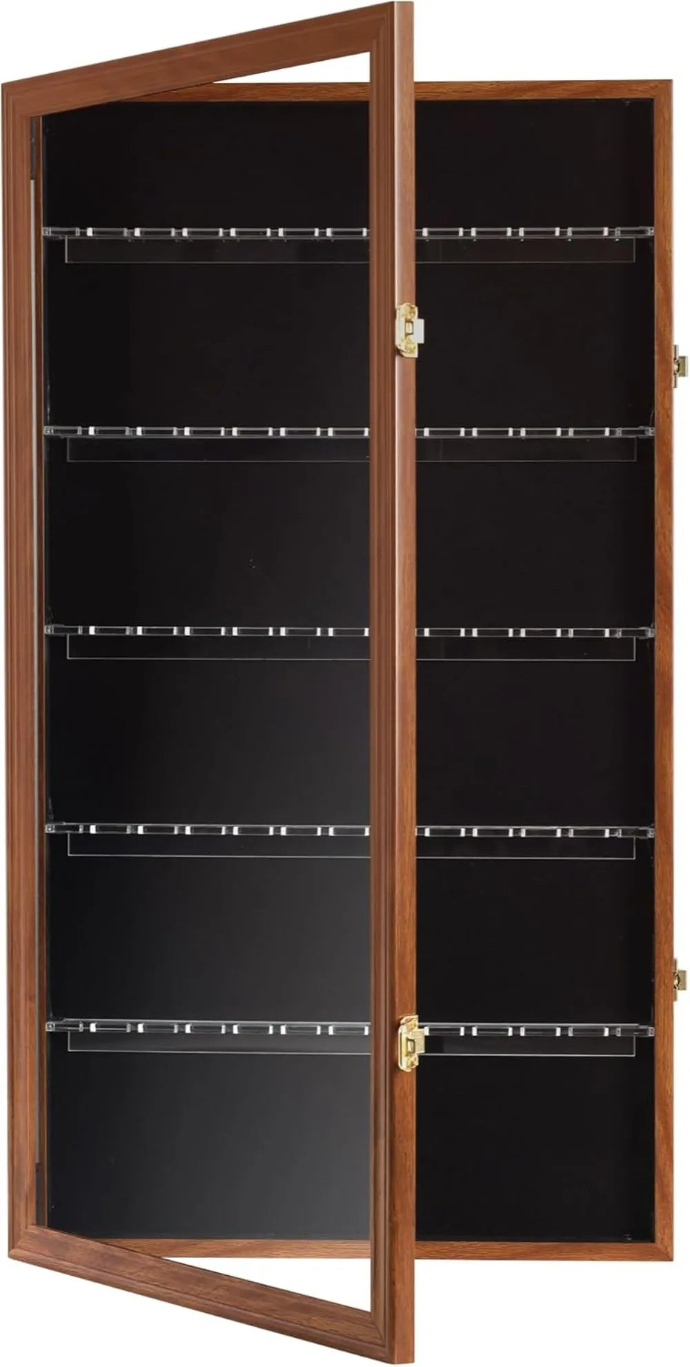 60-Spoon Display Case Rack Holder, UV Protection Lockable Walnut Wall Cabinet for Souvenir & Tea Spoons