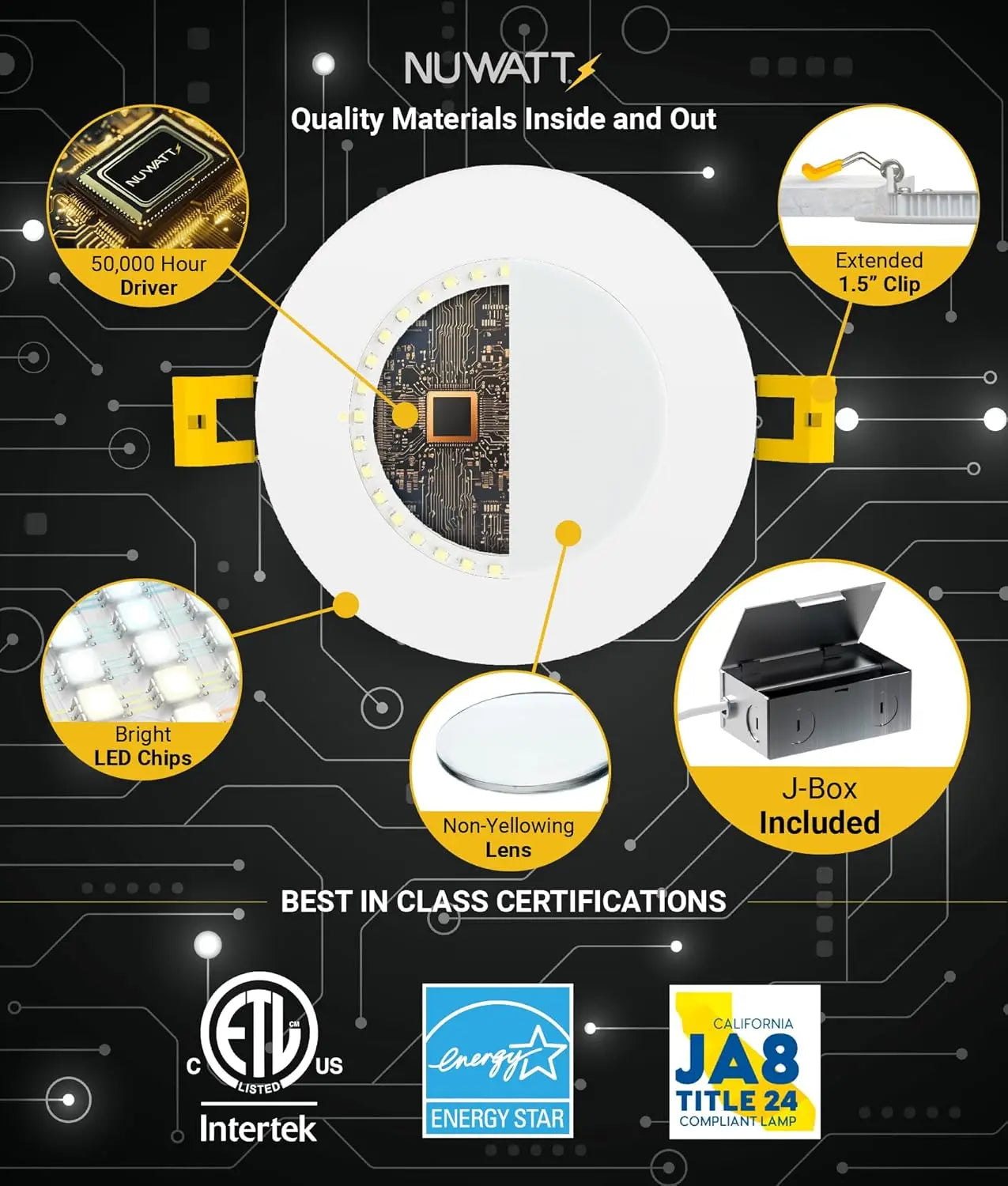 Ultra-Thin 4" LED Recessed Lighting 5CCT Selectable 2700K-5000K Dimmable 9W 630LM IC Rated ETL