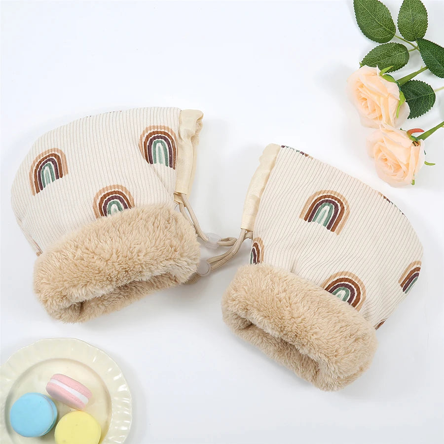 Windproof Infant Stroller Gloves Children's Outdoor Sports Mittens Cartoon Printed Hands Warmer Scooter Accessory for Winter