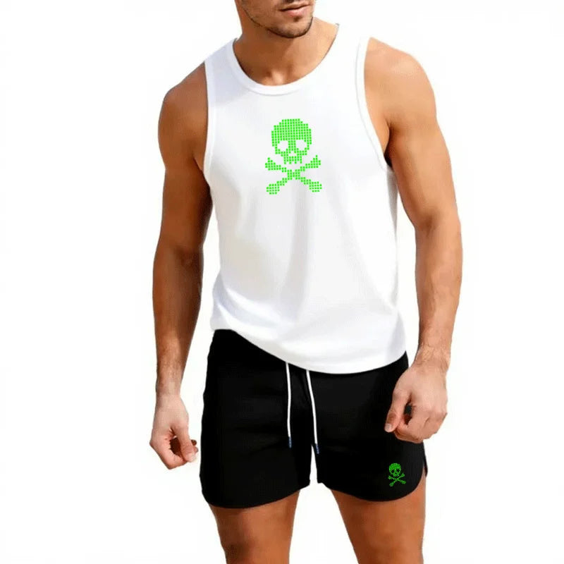 Fitness loose men tank top sleeveless t-shirt suit fitness clothes basketball training vest men sport undershirt suit
