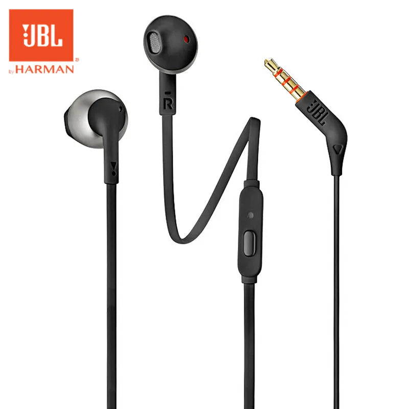 JBL T205 Authentic Authorization Semi-in-ear Headphones Wired Sports Headphones microphone 3.5mm Hole interface for Game Phone