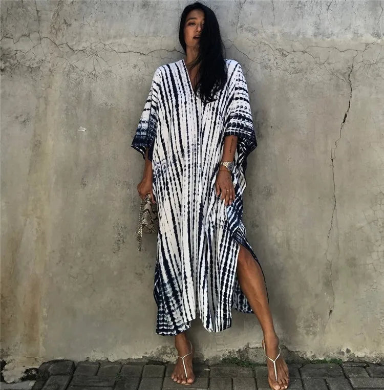 Plus Size Women Beachwear Long Beach Coverups Kaftan Casual Caftan Dress Swimwear cover ups
