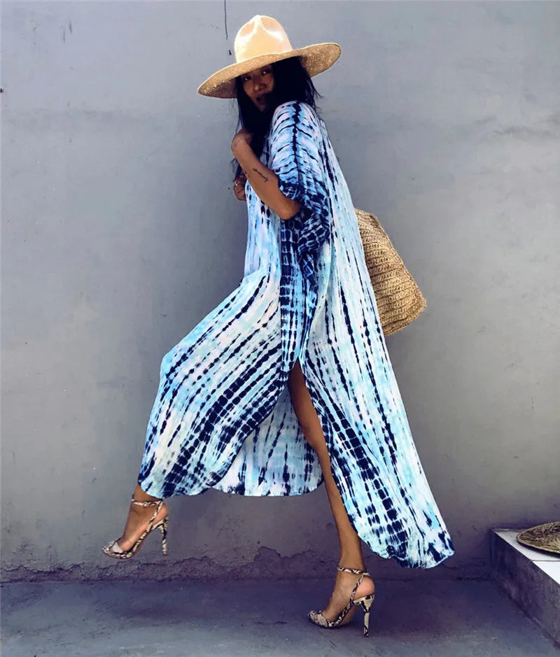Plus Size Women Beachwear Long Beach Coverups Kaftan Casual Caftan Dress Swimwear cover ups