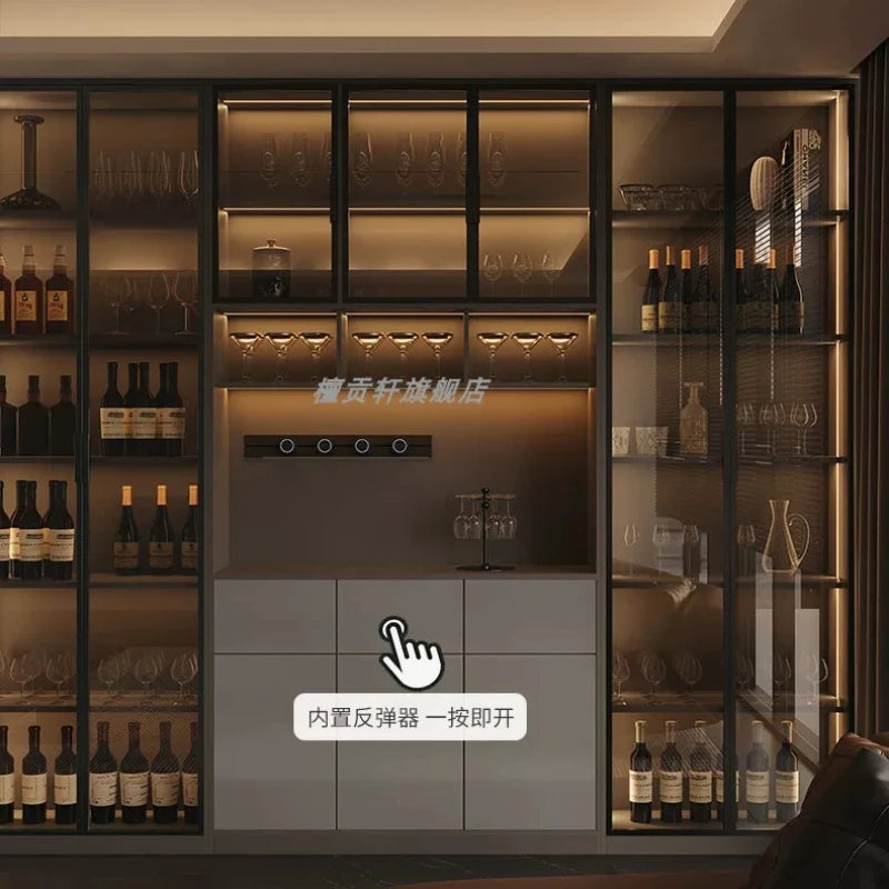 Light luxury Italian dining side wine cabinet modern simple living room storage locker drawers glass display cabinets furniture