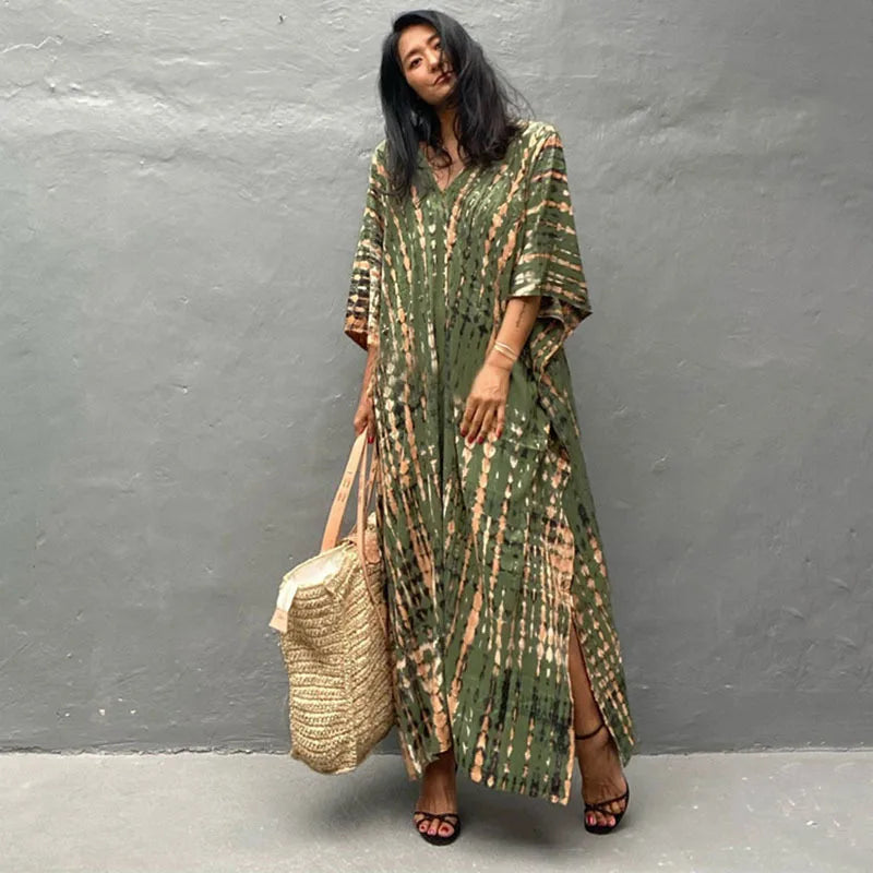Plus Size Women Beachwear Long Beach Coverups Kaftan Casual Caftan Dress Swimwear cover ups