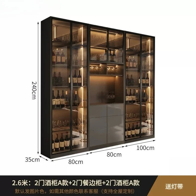 Light luxury Italian dining side wine cabinet modern simple living room storage locker drawers glass display cabinets furniture
