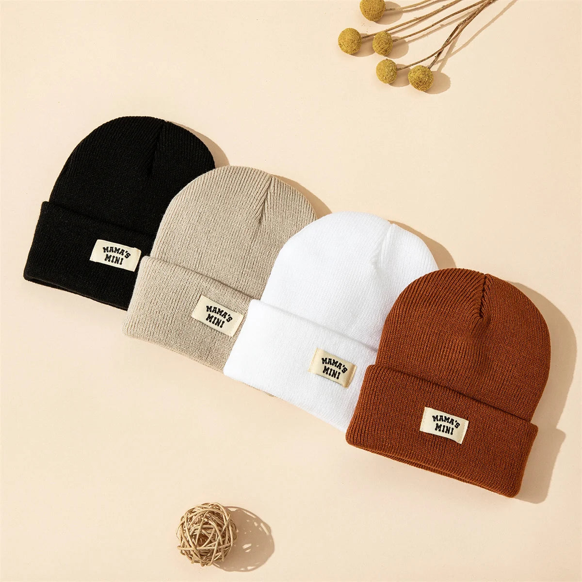 Clearance_3pcs/set Hot sales Autumn and Winter Warm 0-24 Month Kids Cap With Letter Boy Girls Soft Knitted Hat Children Head Acc