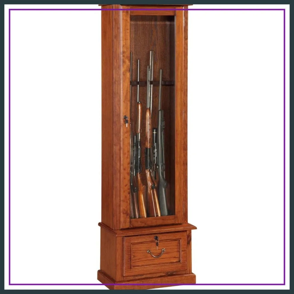 8 Gun Cabinet with Locking Tempered Glass Door, Secure Rifle Storage