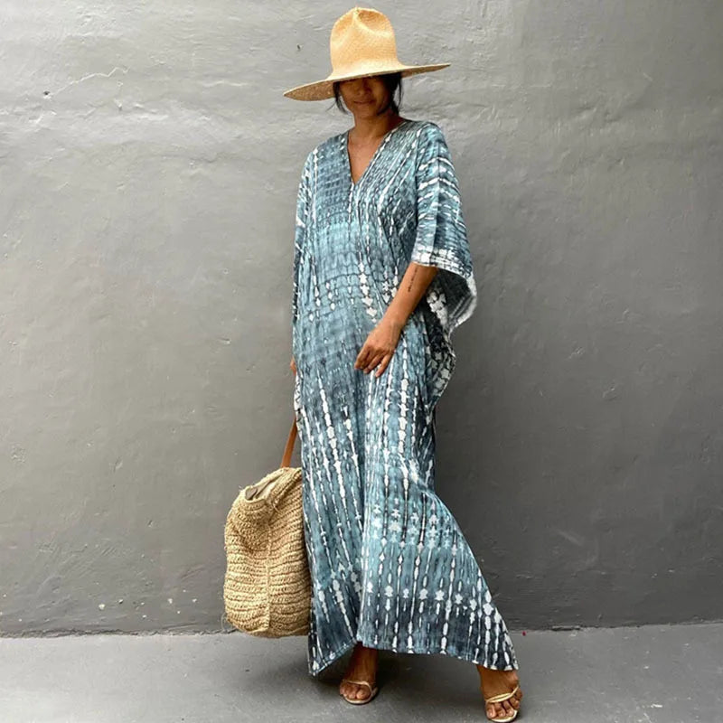 Plus Size Women Beachwear Long Beach Coverups Kaftan Casual Caftan Dress Swimwear cover ups