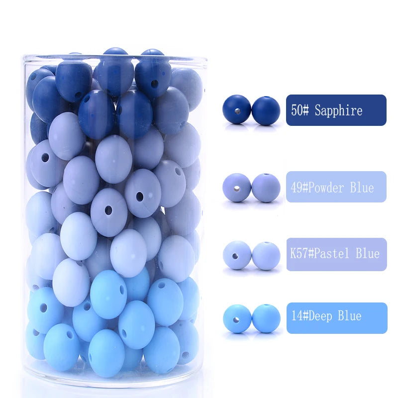 Clearance_50Pcs/Lot 12mm Baby Teether Silicone Beads Round Silicone Bead Accessories for DIY Newborn Pacifier Chain Bracelet Che