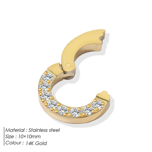 eManco High Quality Stainless Steel 14K PVD Gold Plated Round Skeleton Clasp Head for DIY Bracelet Necklace Jewelry Making