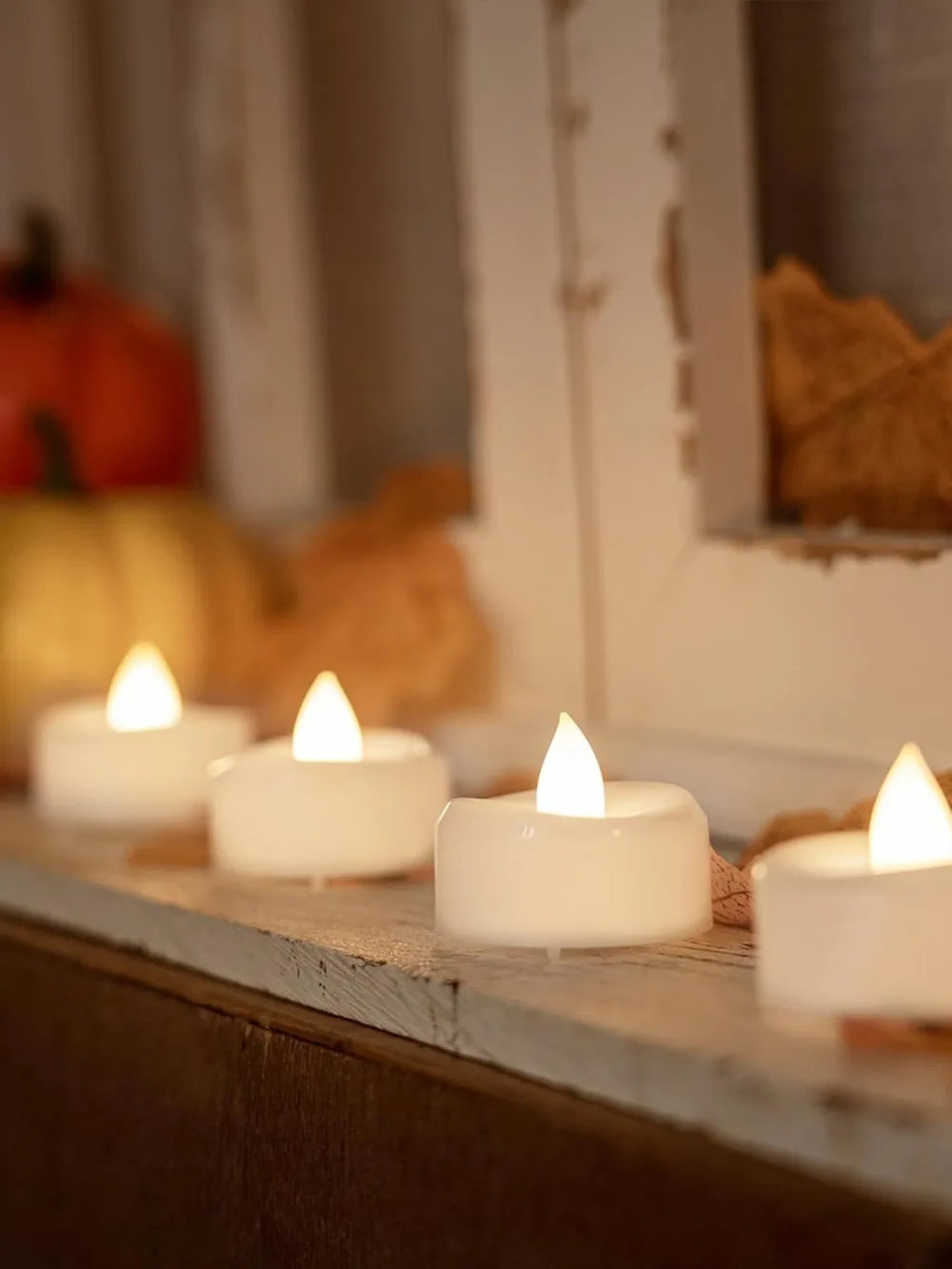 24-Pack Flameless LED Tealights, 200 Hours Long-Lasting, Realistic Flicker, 1.5'' x 1.25'' for Halloween Christmas Wedding