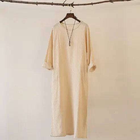Hot Sale vestidos 2026 New Women Spring Dress long sleeve cotton linen casual Dresses,  - Autumn long sleeve dress