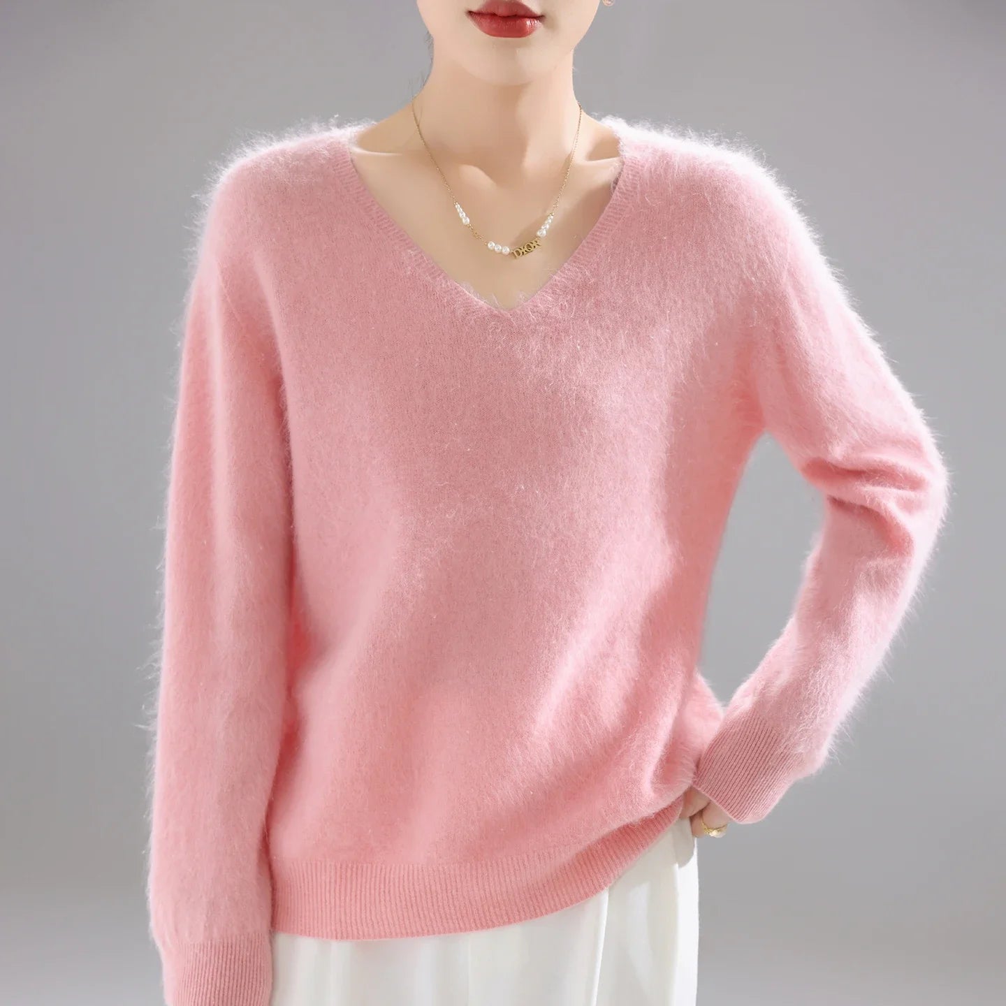 2025 Women's 100% Merino Wool Sweater, Thick Loose Knit Pullover Long Sleeve Solid Color(72 characters)
