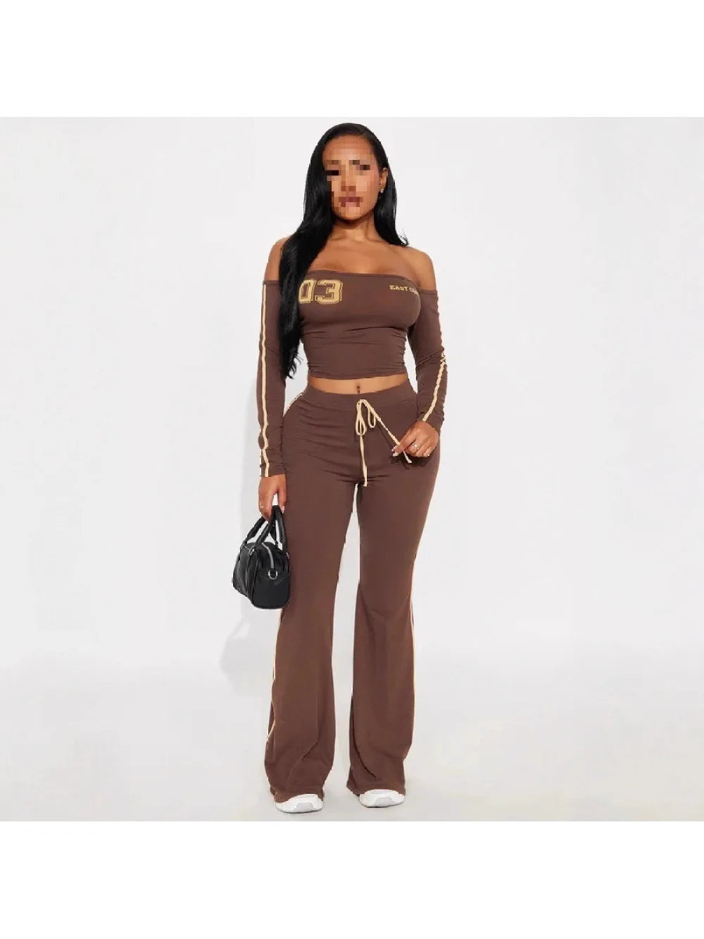 2026 New Ins Fashion Casual Sexy Street One Shoulder Style Slimming Pants Set Trendy Daily Dating Commuting Hot Girl Simplicity