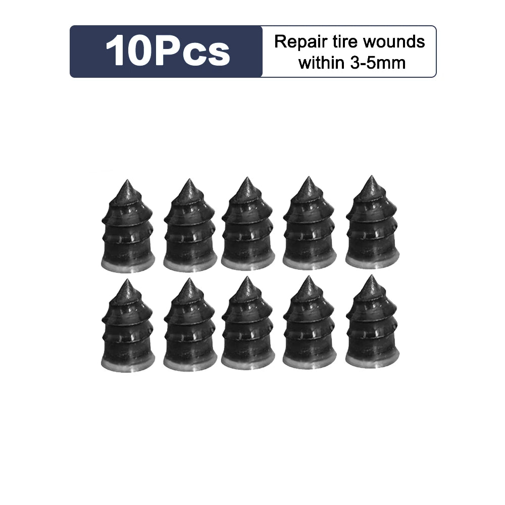 10/30Pcs Car Tyre Repair Rubber Nail Set Universal Car Motorcycle Tyre Repair Nails Truck Scooter Bike Tire Puncture Repair Tool