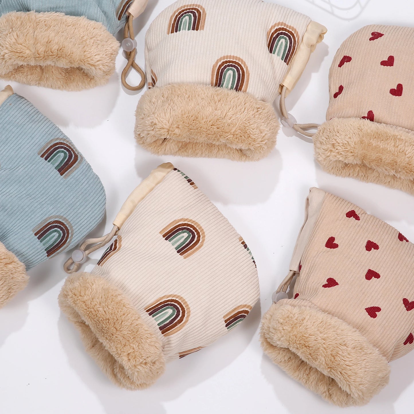 Windproof Infant Stroller Gloves Children's Outdoor Sports Mittens Cartoon Printed Hands Warmer Scooter Accessory for Winter