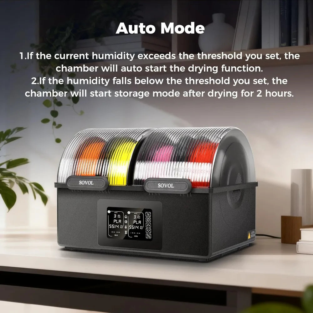 4 Spool Filament Dryer Box 85°C Max, Dual Independent Heating Chambers for PLA PETG ABS TPU ASA PC PA 1.75/2.85mm