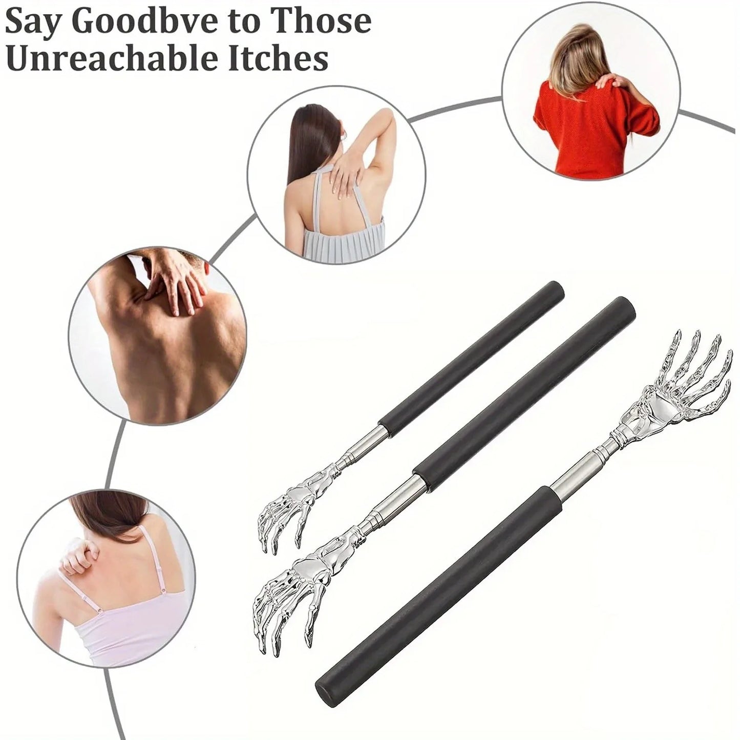 1pc Portable Extendable Back Scratcher Stainless Steel Telescoping Back Scratcher for Both Human Extendable Back Massager