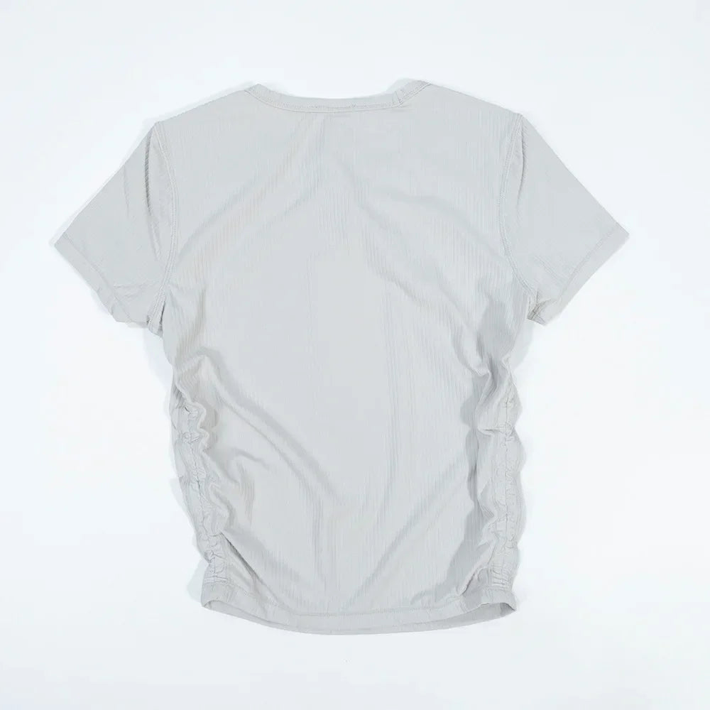 Ribbed Tight Shirt Sexy Waist Shaping Cropped Top Short Sleeve Shirts Women Gym T-shirt Breathable Yoga Clothes