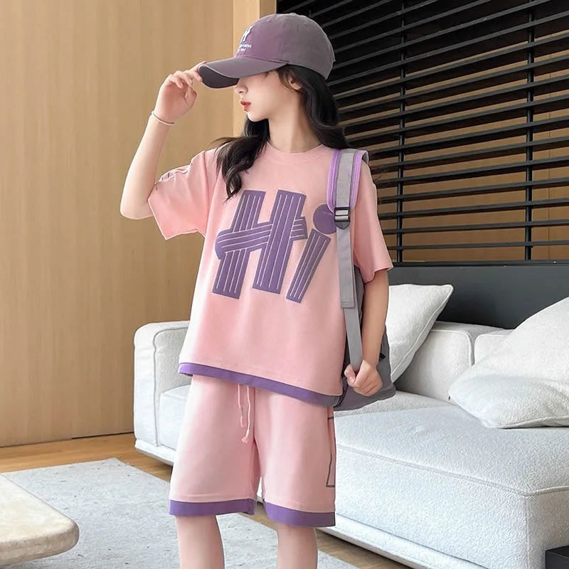 New K-POP Girls Sets 2026 New Fashion Children Suits Kids Jackets Pants Outfits Teenager Casual Spring Clothing 4-12 Years Old