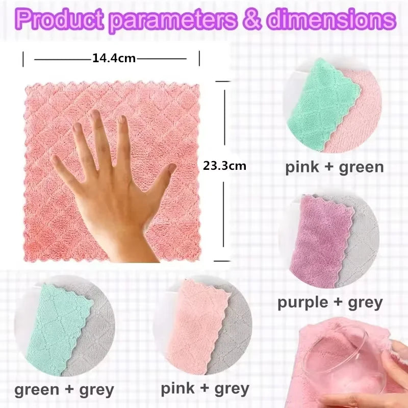 5/10/20pcs Kitchen Towel, Ultra-fine Fiber Light Gray Cleaning Cloth Set, Absorbent, Soft And Stain-removing Cloth