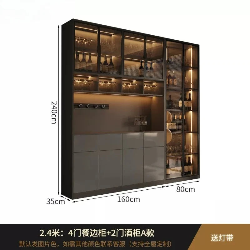 Light luxury Italian dining side wine cabinet modern simple living room storage locker drawers glass display cabinets furniture