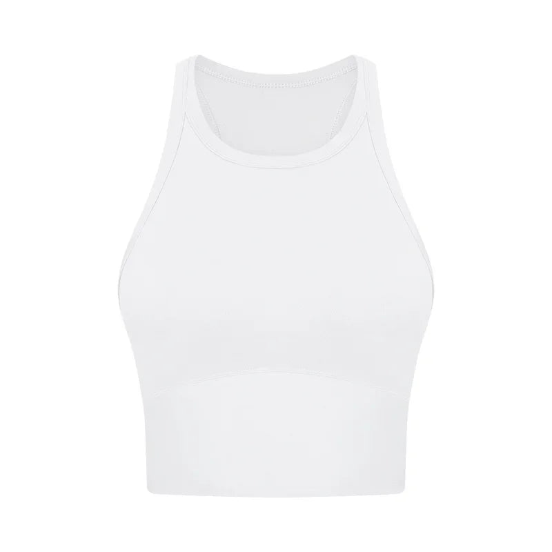 Built-in chest patch, high-end women's yoga vest, nude feel Leica gym exercise sports bra, hanging neck style