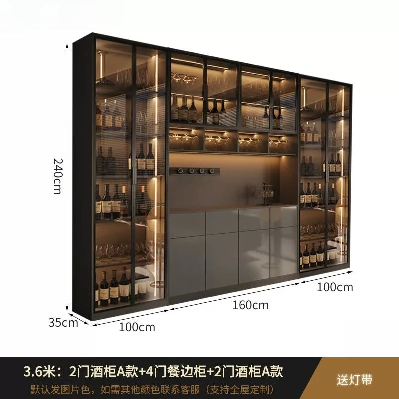 Light luxury Italian dining side wine cabinet modern simple living room storage locker drawers glass display cabinets furniture