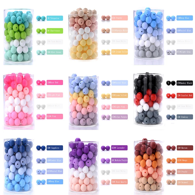 Clearance_50Pcs/Lot 12mm Baby Teether Silicone Beads Round Silicone Bead Accessories for DIY Newborn Pacifier Chain Bracelet Che