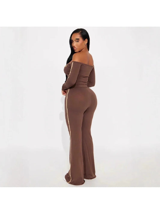 2026 New Ins Fashion Casual Sexy Street One Shoulder Style Slimming Pants Set Trendy Daily Dating Commuting Hot Girl Simplicity