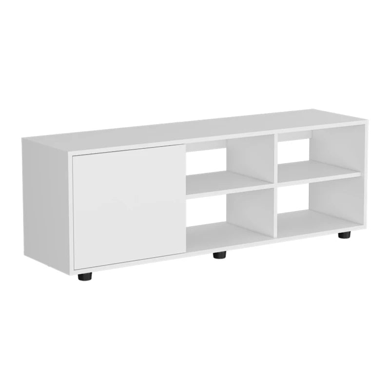 51" Wide Tv Stand with One Door Cabinet , Four Open Shelves, Cable Management, Living Room, Tv Room