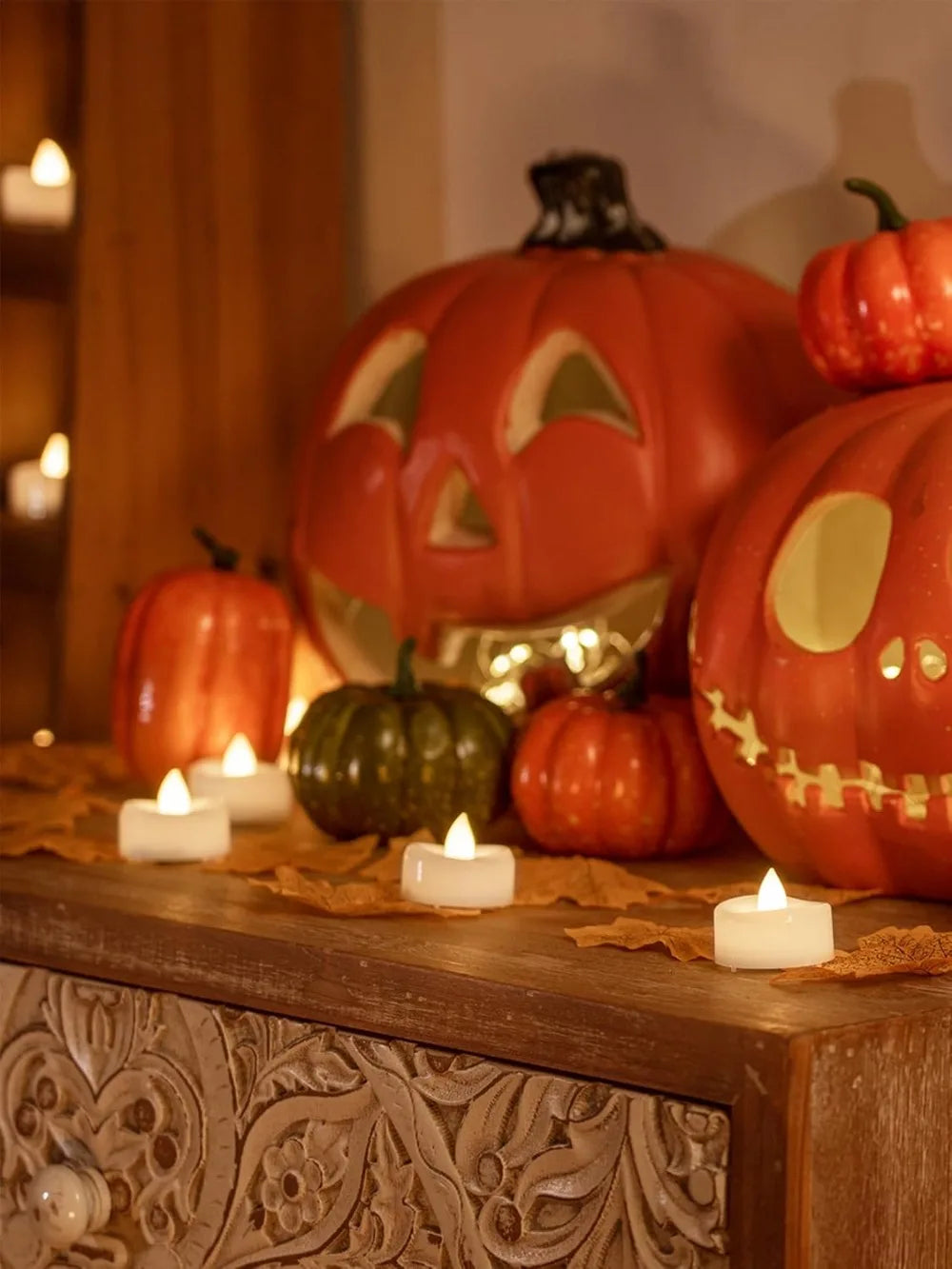 24-Pack Flameless LED Tealights, 200 Hours Long-Lasting, Realistic Flicker, 1.5'' x 1.25'' for Halloween Christmas Wedding