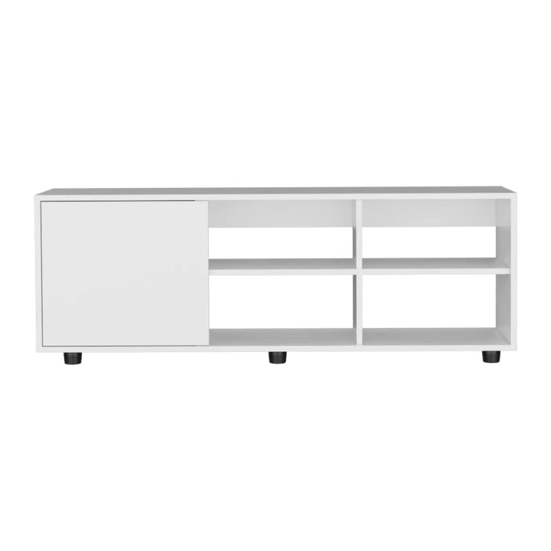 51" Wide Tv Stand with One Door Cabinet , Four Open Shelves, Cable Management, Living Room, Tv Room
