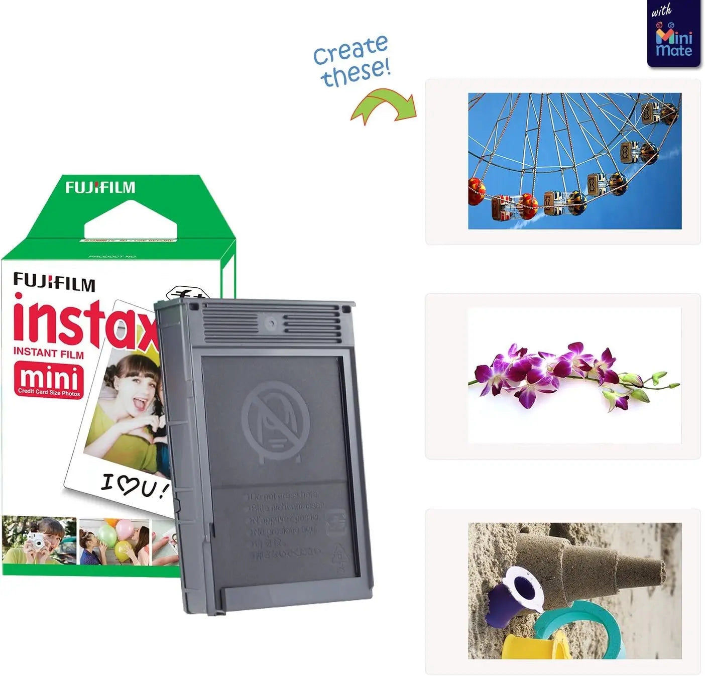 Smartphone Printer Bundle with 20 Sheets, Album, Desk Frames & Stickers in Clay White