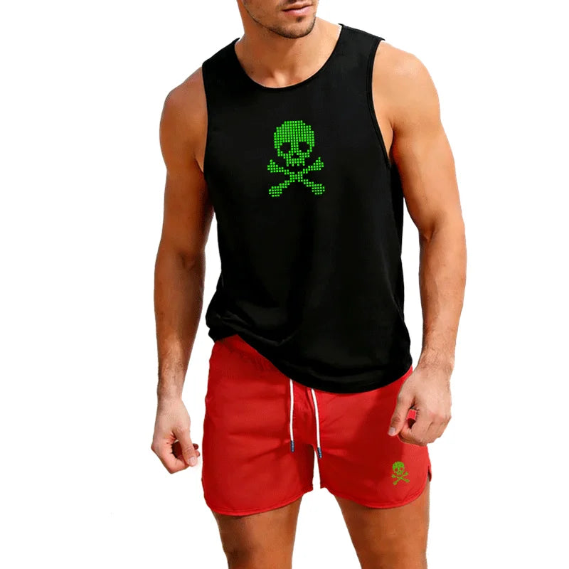 Fitness loose men tank top  sleeveless t-shirt suit fitness clothes basketball training vest men sport undershirt suit