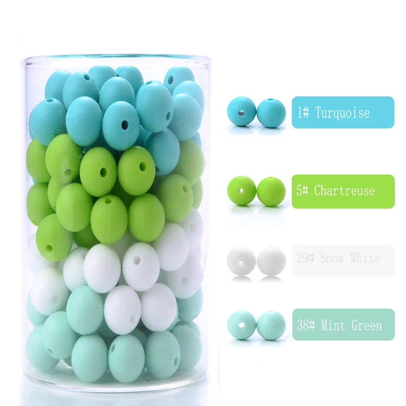 Clearance_50Pcs/Lot 12mm Baby Teether Silicone Beads Round Silicone Bead Accessories for DIY Newborn Pacifier Chain Bracelet Che