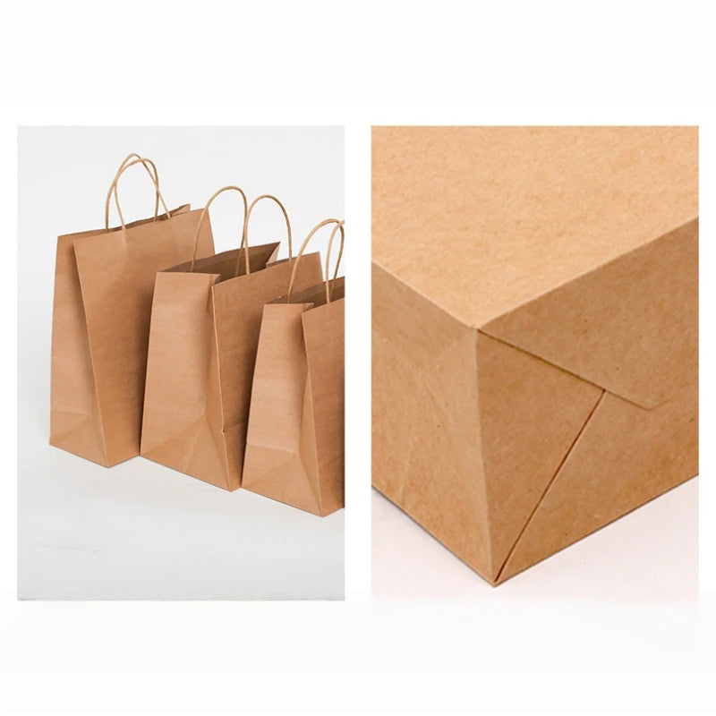 15×8×21cm Disposable Kraft Paper Bags, Snack Food Packaging Bags, Bakery Dessert Packing Pouch, Wedding Favor Gift Bags,