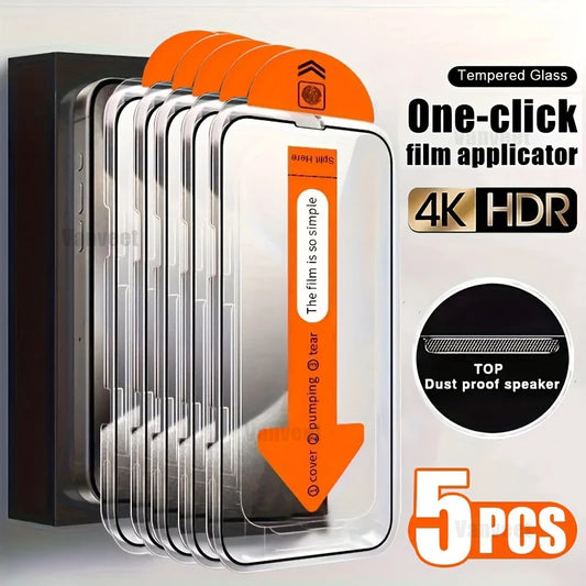Tempered Glass Screen Protector For iPhone 16 15 14 13 12 11 17 Pro Max 16e Protective Film iPhone16 Pro Max XR X XS 7 8 16Plus