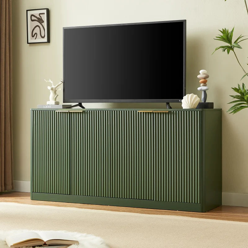 59-inch Modern Wavy Sideboard, Curved Contour Design Storage Cabinet, 4-door Cabinet with Storage Function, Suitable