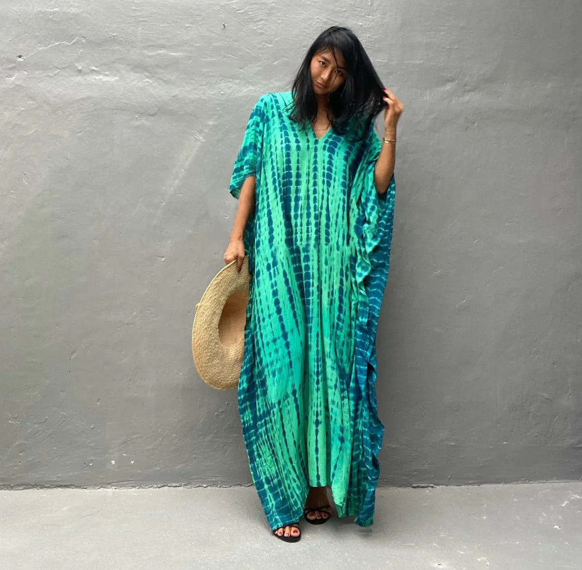 Plus Size Women Beachwear Long Beach Coverups Kaftan Casual Caftan Dress Swimwear cover ups