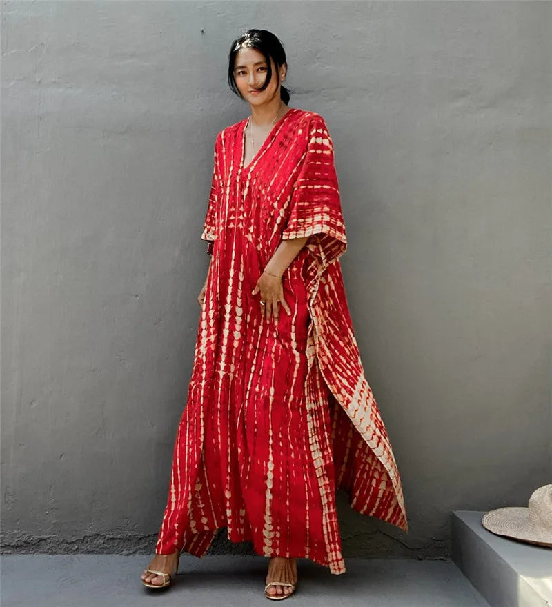 Plus Size Women Beachwear Long Beach Coverups Kaftan Casual Caftan Dress Swimwear cover ups