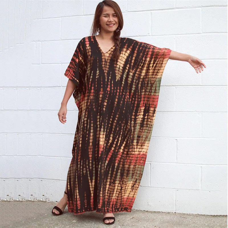 Plus Size Women Beachwear Long Beach Coverups Kaftan Casual Caftan Dress Swimwear cover ups